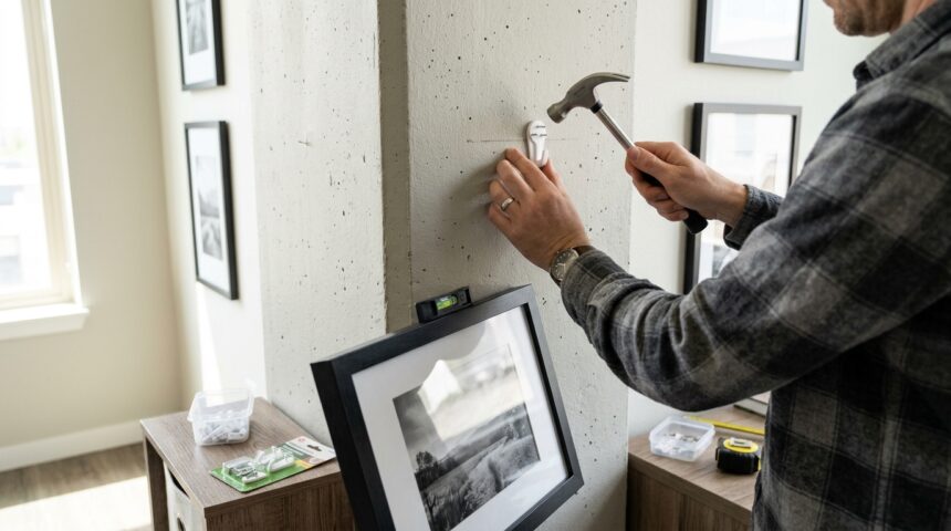 How to Hang Pictures on Concrete Walls