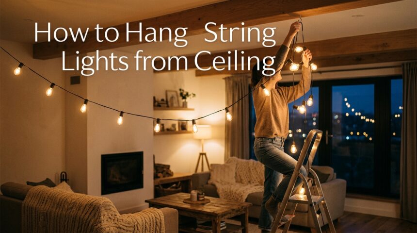 How to Hang String Lights from Ceiling